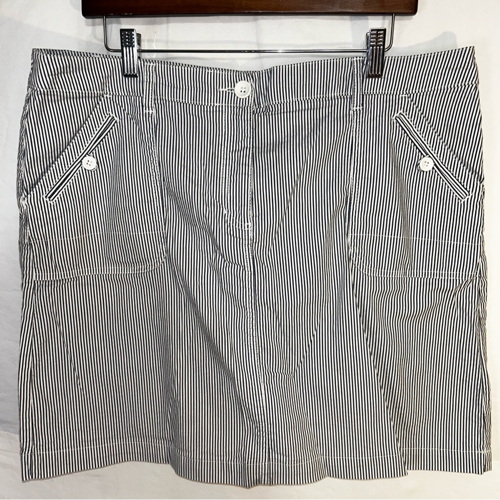 Karen Scott A-Line White & Navy Blue Mini Cargo Skort - Size 14